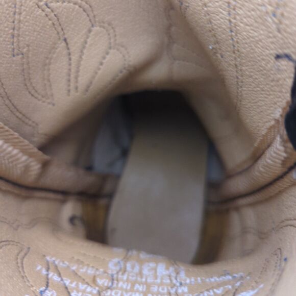 MASTERSON BOOT Co. BOY'S Sz 2, BLACK LEATHER COWBOY WESTERN BOOTS, BLUE STITCH - Picture 10 of 13